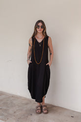 Vestido Julieta largo sin mangas - Negro